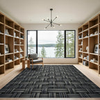Sophisticated Gunmetal Gray Woven Texture Rug