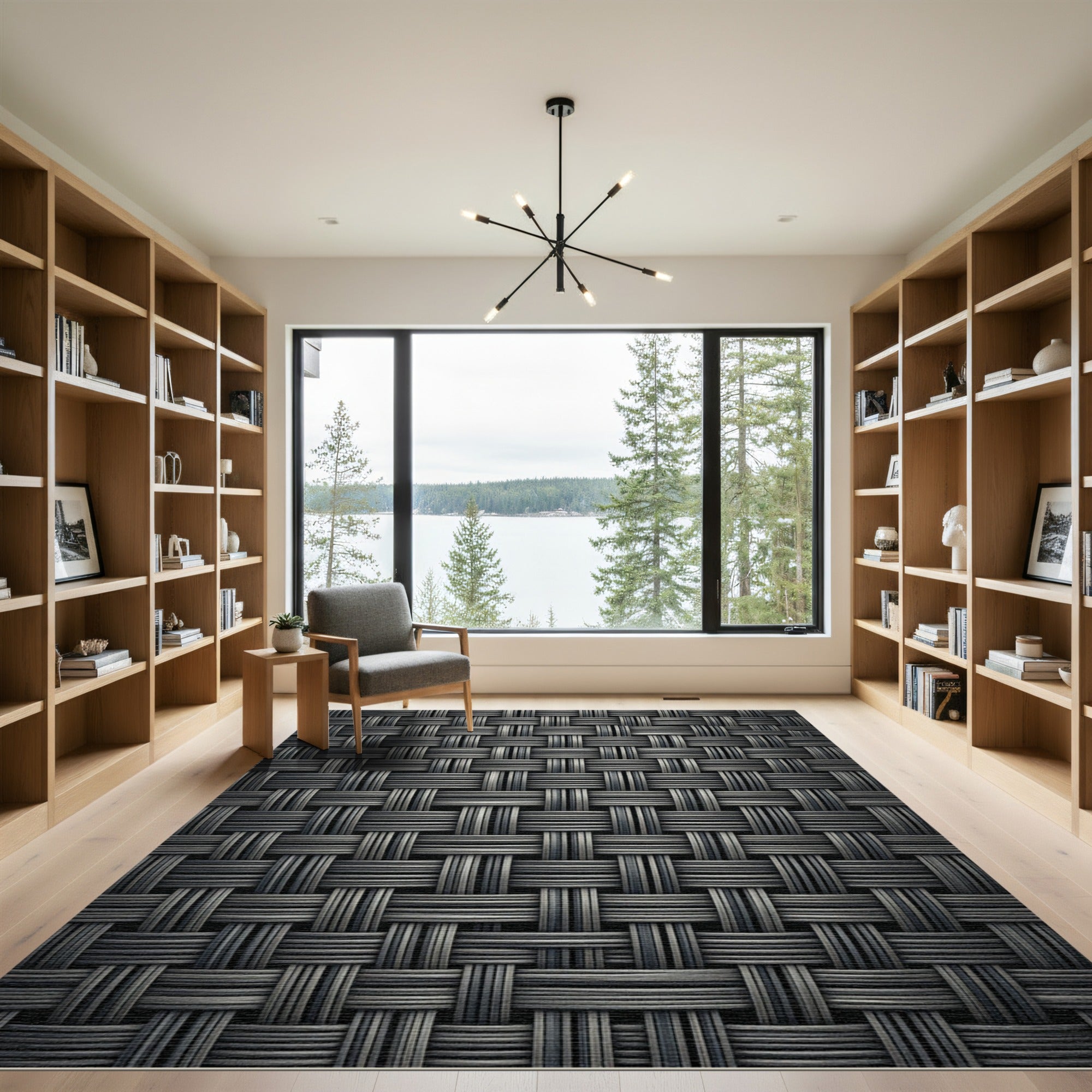 Sophisticated Gunmetal Gray Woven Texture Rug