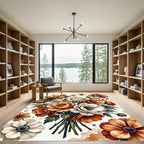 Amber and Cream Floral Bouquet Rug