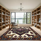 Ancient Emblematic Maroon Geometric Diamond Area Rug