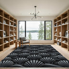 Dark Gray Scallop Wave Arrangement Rug
