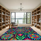 Vibrant Pomegranate Floral Medallion Rug