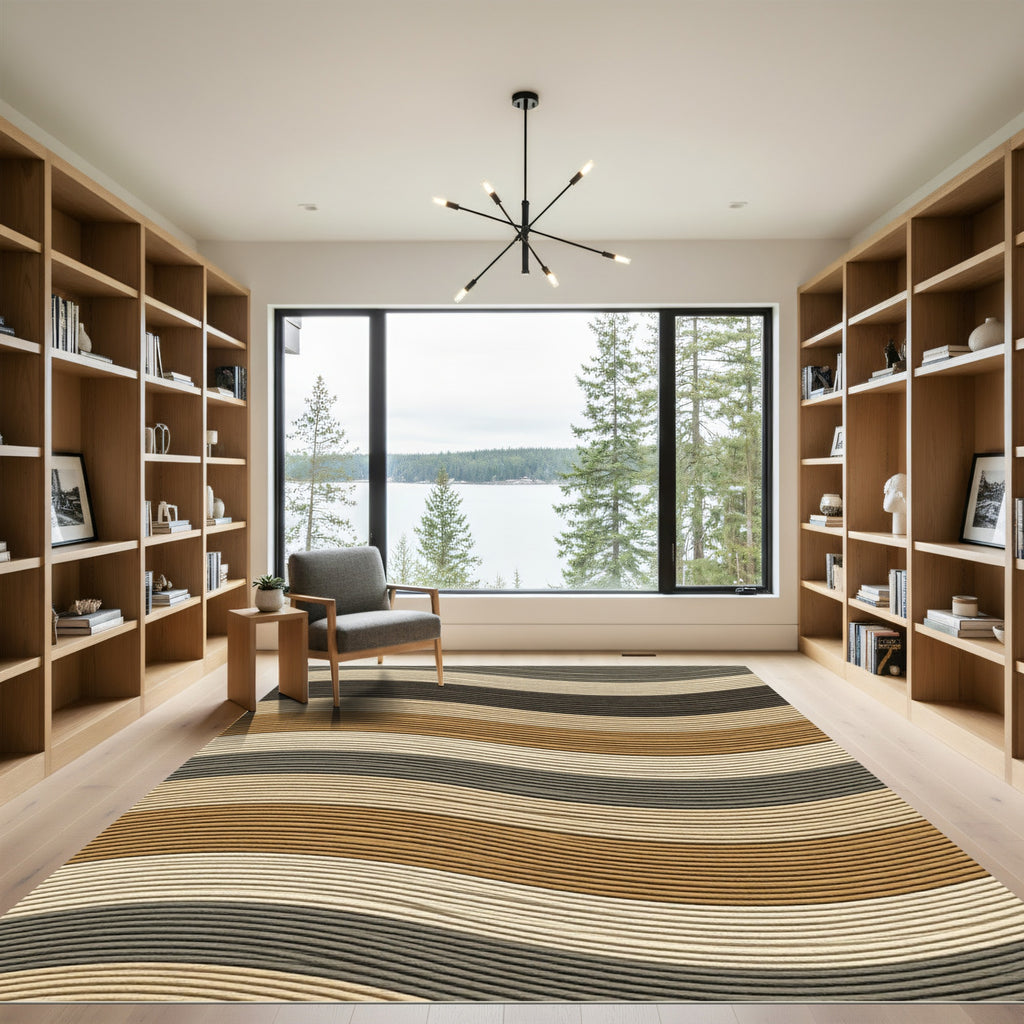 Textured Swirls Sandstone Ochre Rug