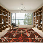 Crimson Ornamental Cross Geometric Tapestry Rug