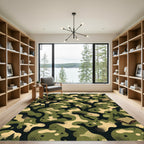 Modern Woodland Camouflage Cabin Texture Rug