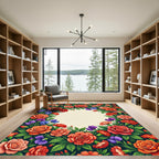 Vibrant Floral Garden Border Rug