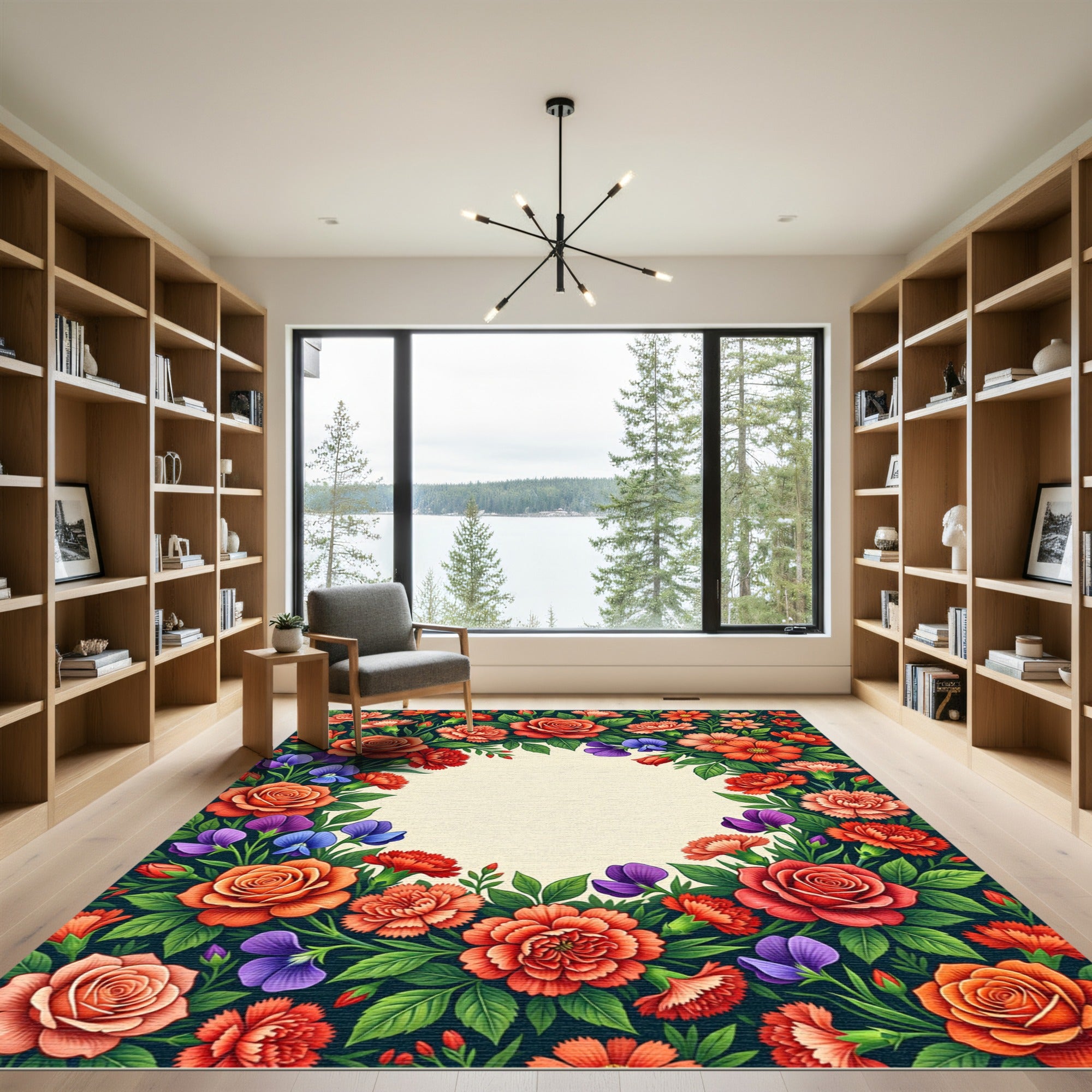 Vibrant Floral Garden Border Rug