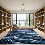 Deep Blue Crashing Ocean Wave Rug