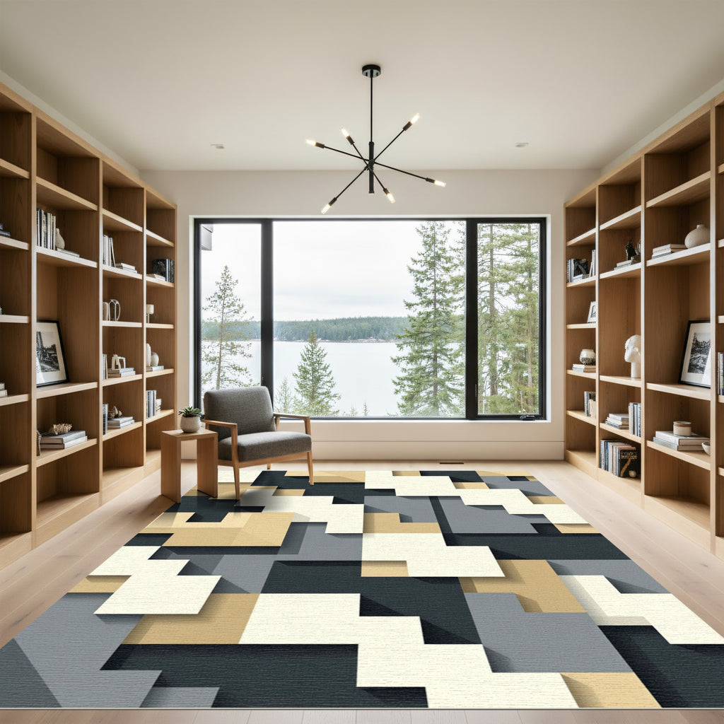 Geometric Shadow Play Cubes Rug