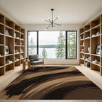 Moody Brown Abstract Brushstroke Swirl Rug