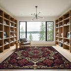 Regal Red Floral Gold Ornament Rug
