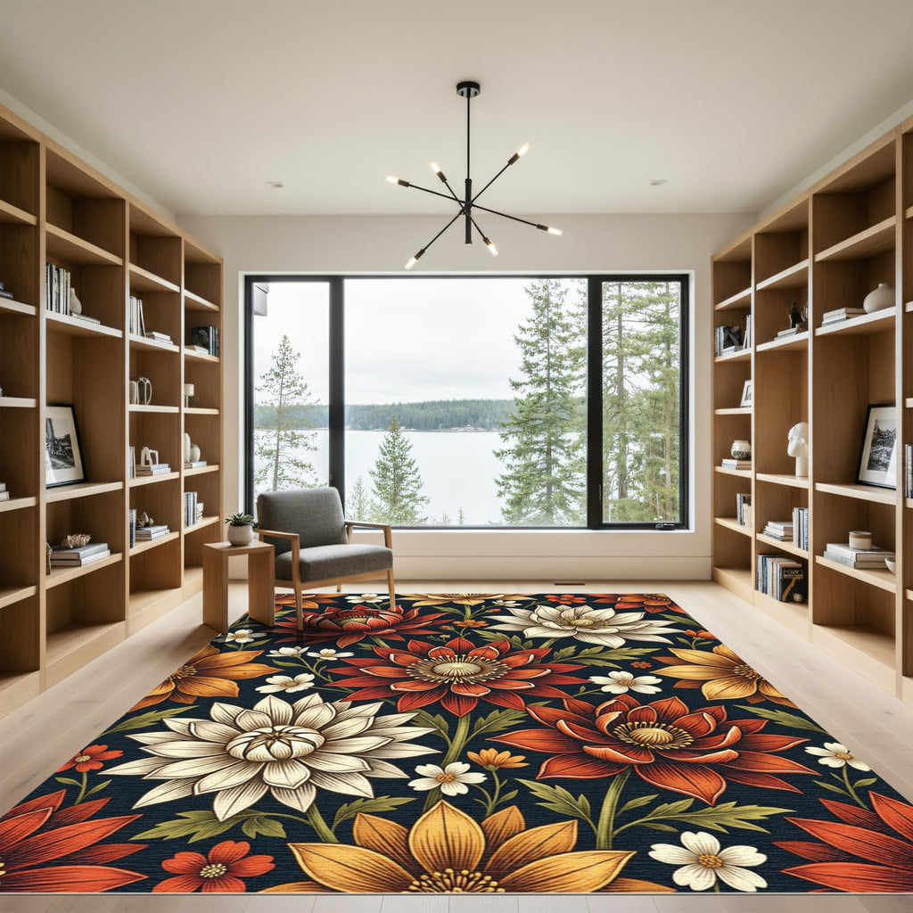 Rich Autumnal Floral Arrangement Rug
