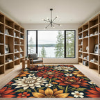 Rich Autumnal Floral Arrangement Rug