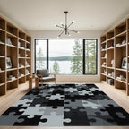 Monochrome Geometric Jigsaw Puzzle Abstract Rug
