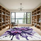 Watercolor Orchid and Feather Splatter Rug