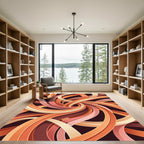 Abstract Swirl Coral Peach Ribbons Rug