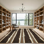 Rustic Brown Cream Distressed Stripe Rug