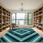 Deep Teal Layered Diamond Accordion Rug
