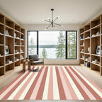 Rosy Pink Cream Striped Vertical Rug