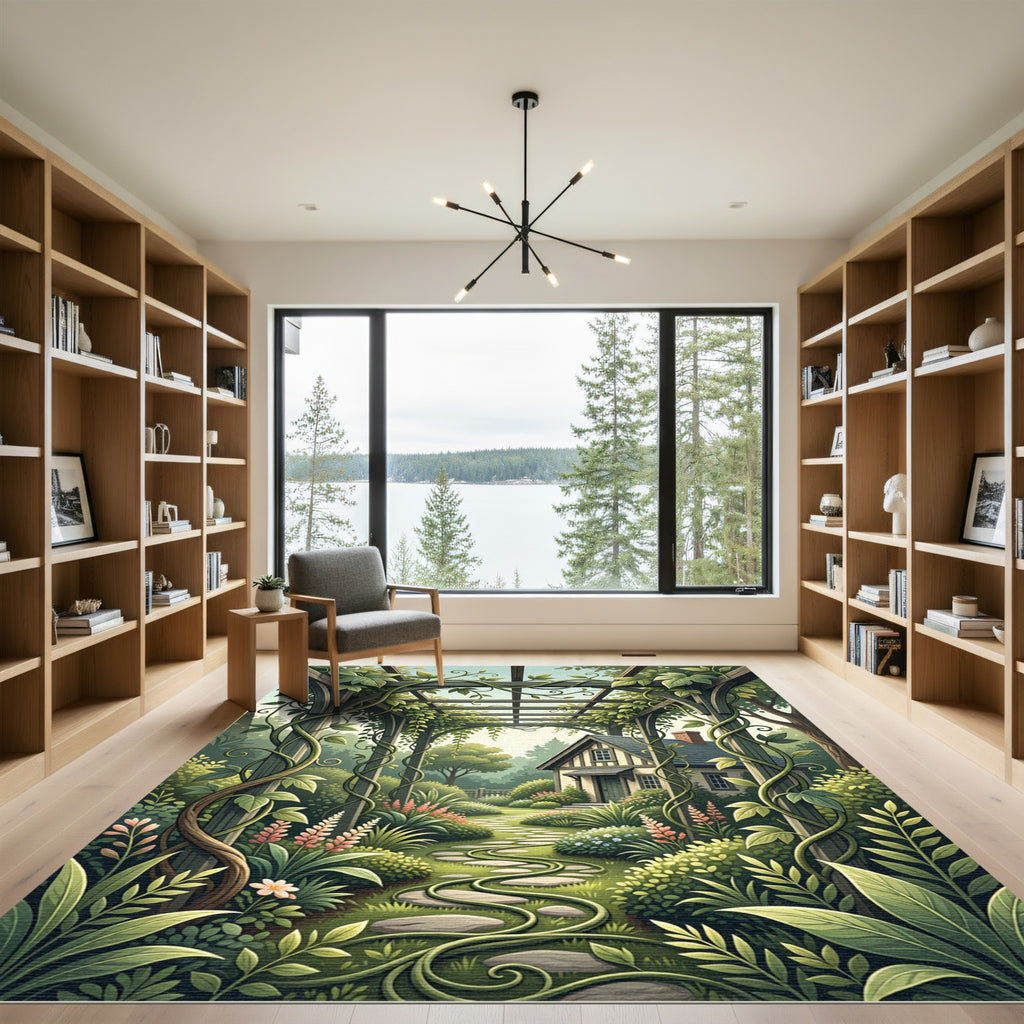 Enchanted Garden Trellis Foliage Landscape Rug