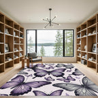 Ethereal Lilac Butterfly Garden Art Rug