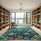 Vibrant Underwater Turtle Ocean Scene Rug