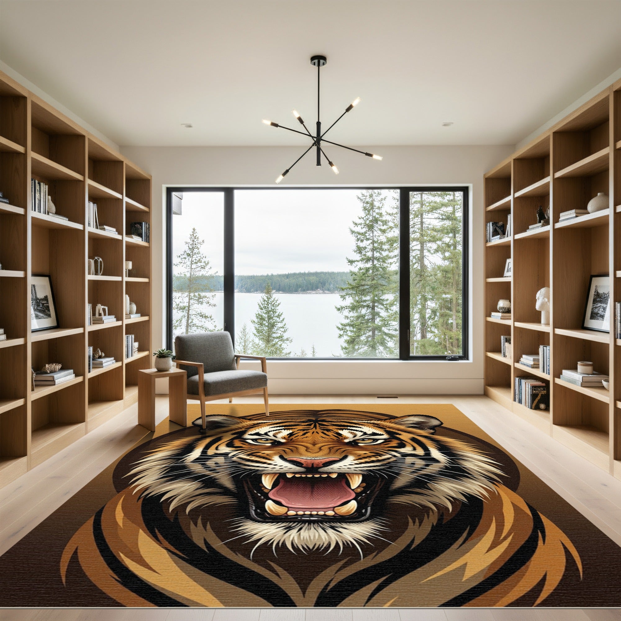 Fierce Orange Tiger Roaring Portrait Rug
