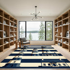 Navy White Stripe Lighthouse Collection Rug