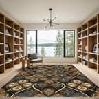 Elegant Bronze Quadra Floral Lattice Rug