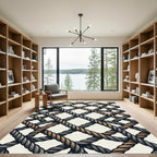 Nautical Gray and Gold Rope Lattice Rug