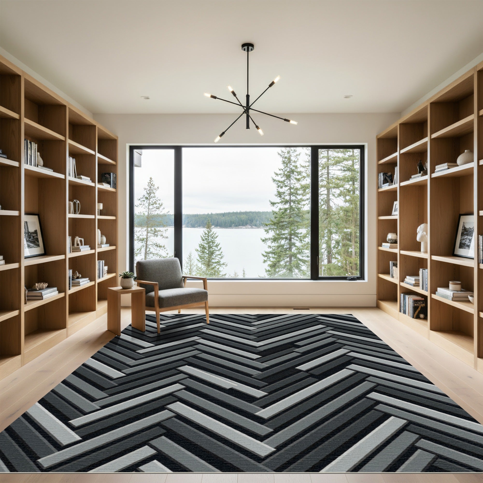 Monochrome 3D Herringbone WeaveRug Rug