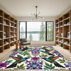 Vibrant Hummingbird Wisteria Floral Garden Rug