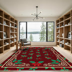 Crimson Holly Berry Garland Border Rug