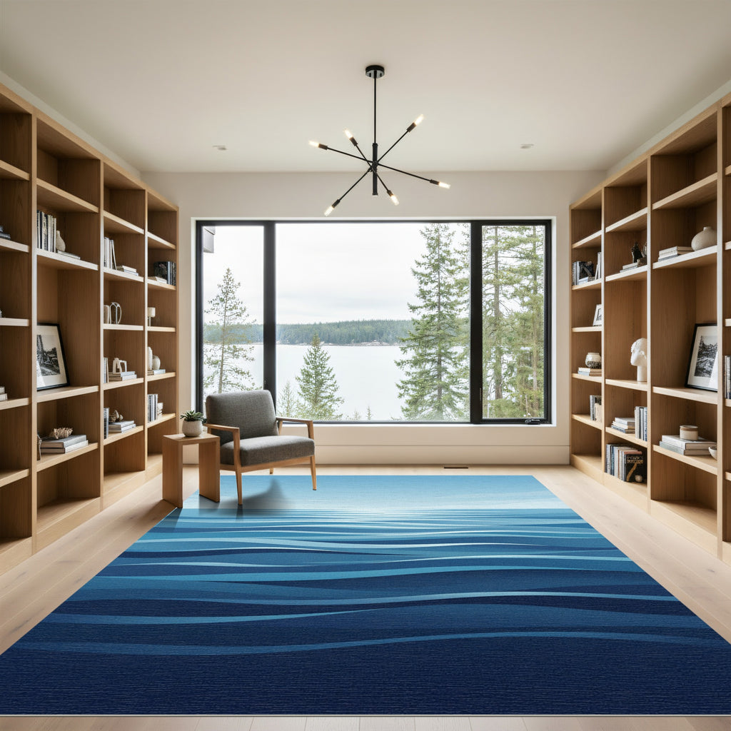 Calm Blue Ocean Waves Rug