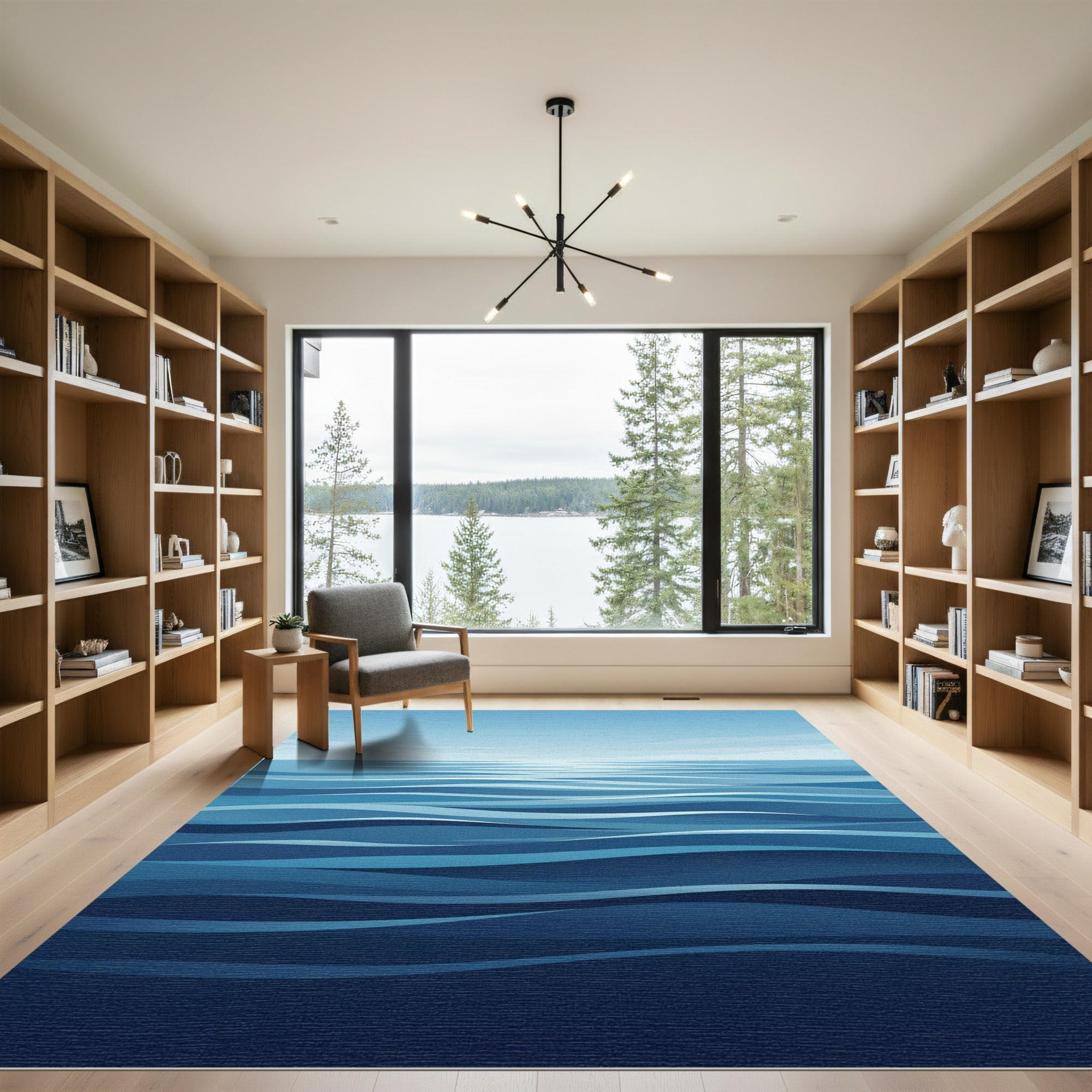 Calm Blue Ocean Waves Rug