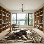 Rustic Brown Labrador Farmstead Portrait Rug