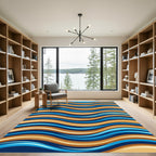 Aqua Gold Wave Flow Rug
