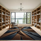 Metallic Bronze and Charcoal Geometric Star Rug