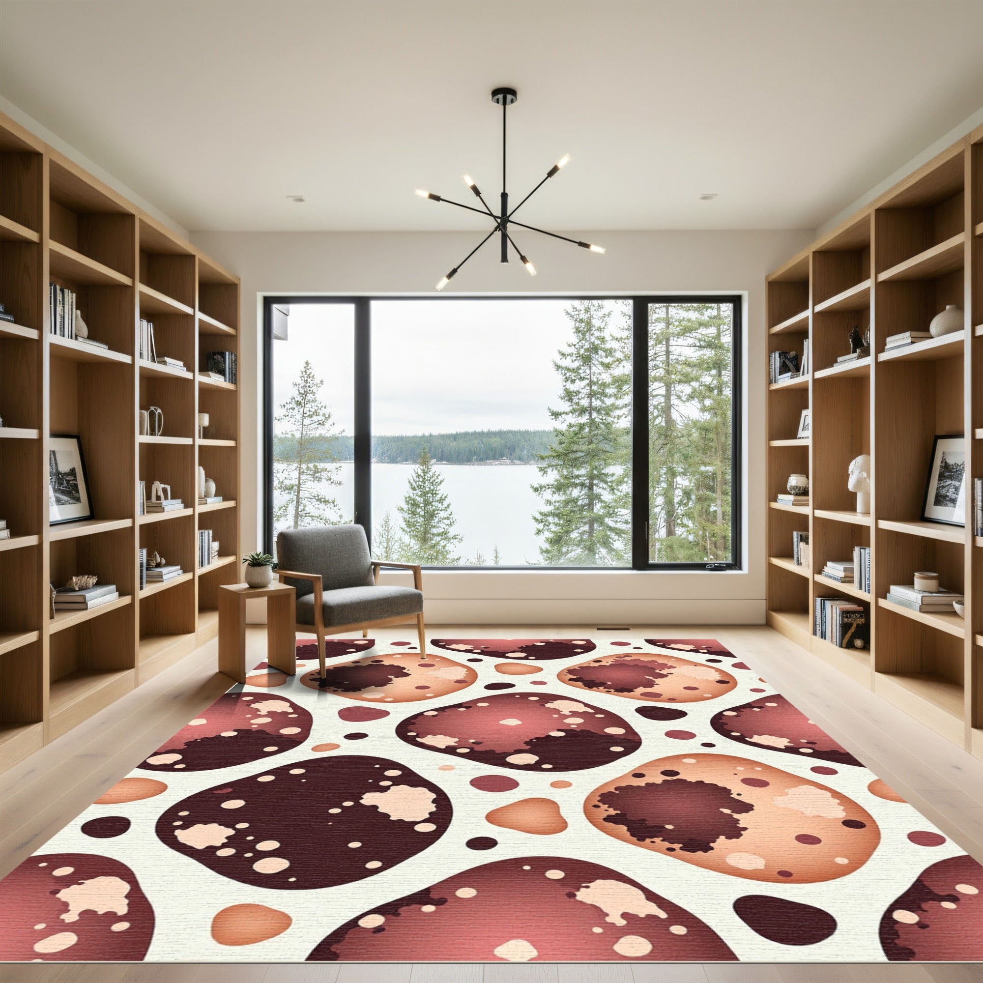 Amber Red Organic Blobs Rug