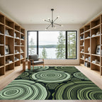 Sage Green Concentric Rings Wood Slices Rug