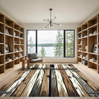 Rustic Weathered Wood Grain Stripes Rug