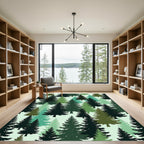 Evergreen Forest Silhouette Woodland Rug