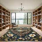 Ornate Scallop Shell Floral Teal Rug