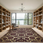 Vintage Deep Burgundy Floral Damask Rug