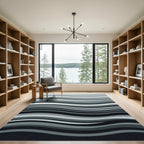 Minimalist Monochrome Wavy Abstract Lines Rug