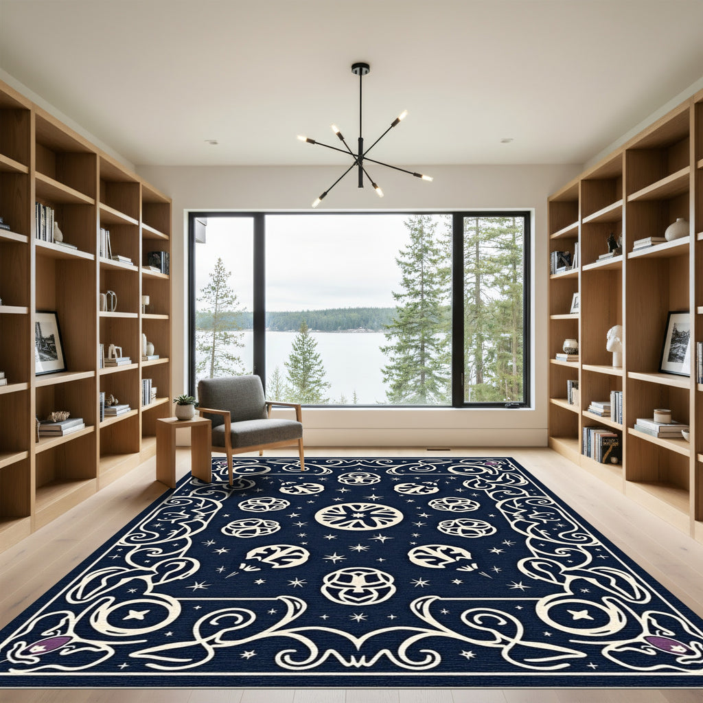 Deep Navy Celestial Orb Folklore Rug