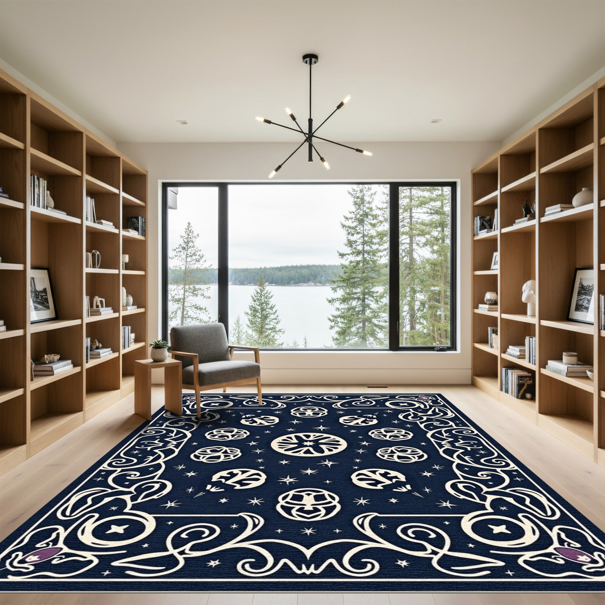 Deep Navy Celestial Orb Folklore Rug
