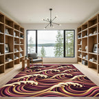 Majestic Crimson Gold Japanese Wave Rug