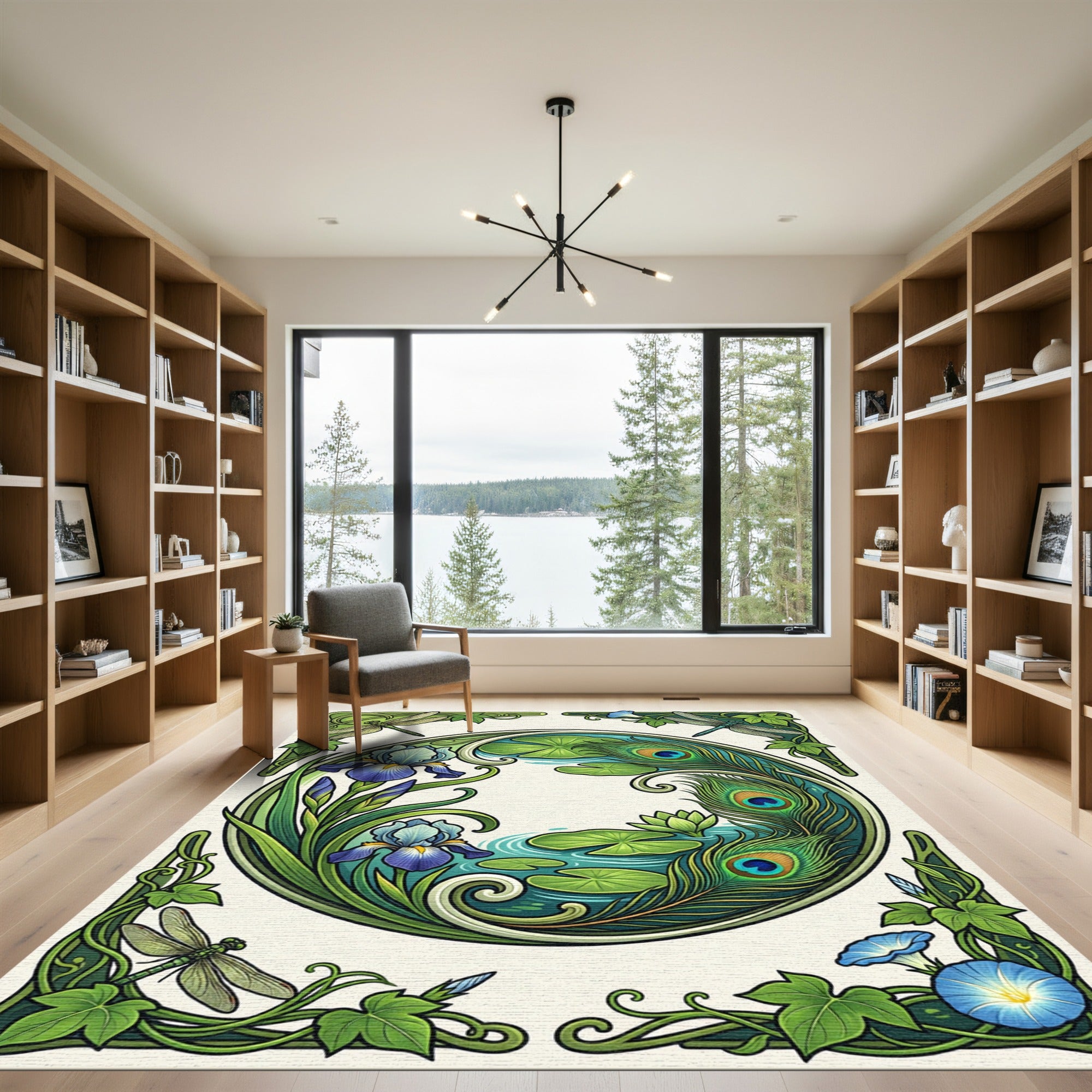 Art Nouveau Dragonfly Peacock Eye Iris Rug