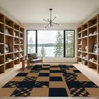 Black and Tan Plaid Checkered Rug